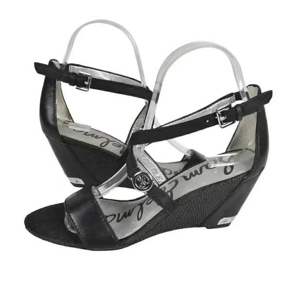 Sam Edelman Shoes - Sam Edelman Leather Wedge Sandal Heel  Black Size 6